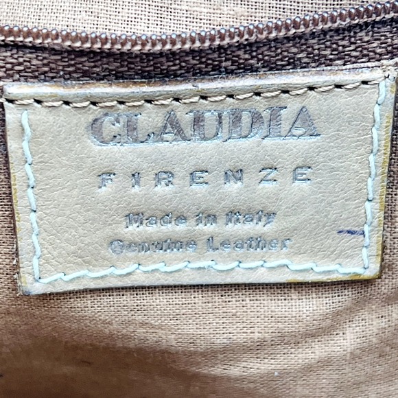 Claudia Firenze Pebbled Genuine Leather Tan Satchel Bag - Picture 15 of 16